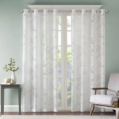 Breebe Palm Leaf Burnout Window Sheer White 50x63'