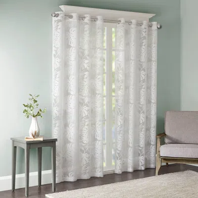 Breebe Palm Leaf Burnout Window Sheer White 50x84'