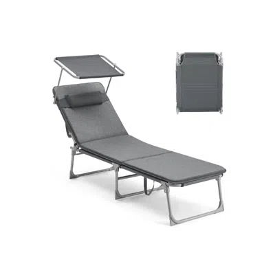 Breebe Patio Lounge Beach Chair With Mattress For Adults In Gray