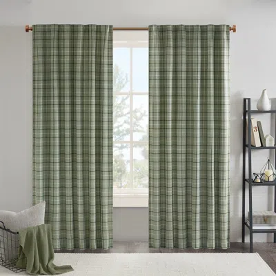 Breebe Plaid Rod Pocket And Back Tab Curtain Panel With Fleece Lining Green 50x84'