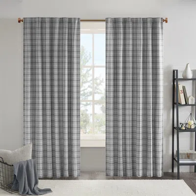 Breebe Plaid Rod Pocket And Back Tab Curtain Panel With Fleece Lining Grey 50x95' In Multi