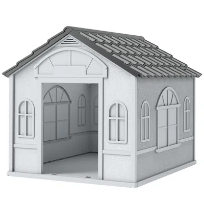 Breebe Plastic Dog House For Small And Medium Dogs With Door In Grey