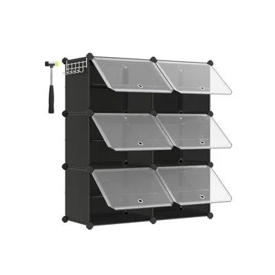Breebe Plastic Shoe Storage Cabinet In Black
