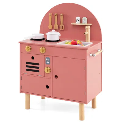 Breebe Play Kitchen For Kids Wooden Kitchen Playset With Stoves Faucet Sink Microwave And Oven
