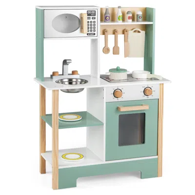 Breebe Play Kitchen Wooden Toy Kitchen Playset With Chalkboard Birthday Gift For Kids Aged 3 + In Multi