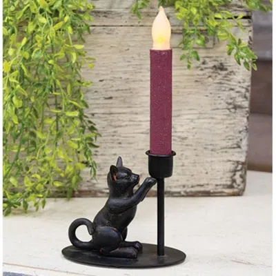 Breebe Playful Cat Iron Taper Candle Holder