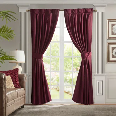 Breebe Pleat Curtain Panel With Tieback (single) Burgundy 52x84' In Red