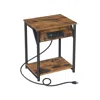 Breebe Plug-in Series Rustic Brown And Black Side Table
