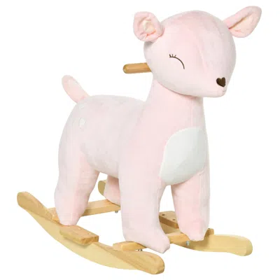 Breebe Plush Deer Rocking Horse With Sounds -3-6 Years In Pink