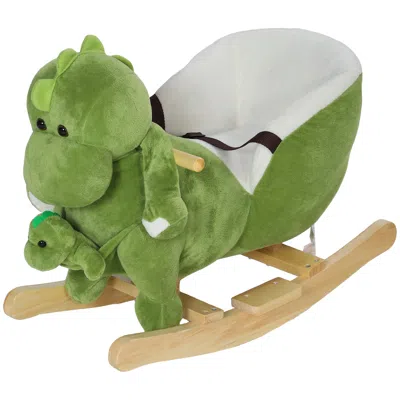 Breebe Plush Dinosaur Ride-on Rocking Horse With Songs In Green