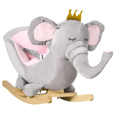 Breebe Plush Elephant Rocking Chair For Toddlers In Gray
