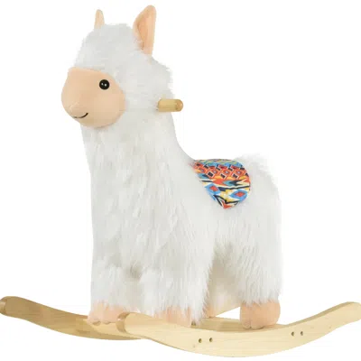 Breebe Plush Llama Rocking Horse Ride-on Toy - 3+ In White