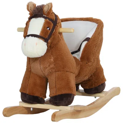 Breebe Plush Rocking Horse With Safety Belt In Brown