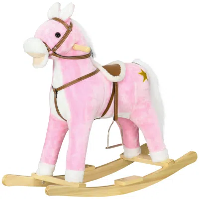 Breebe Plush Rocking Horse With Sound For Toddlers In Pink