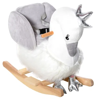Breebe Plush Swan Ride-on Rocker With Safety Belt In White