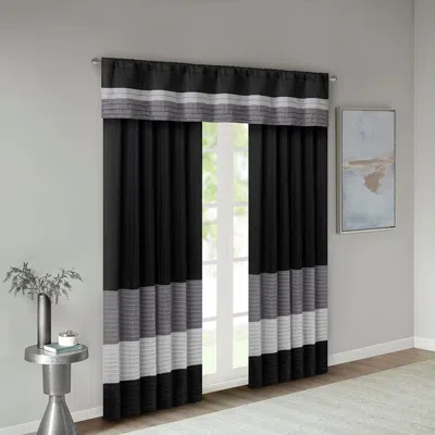Breebe Polyoni Pintuck Curtain Panel(only 1 Pc Panel) In Black
