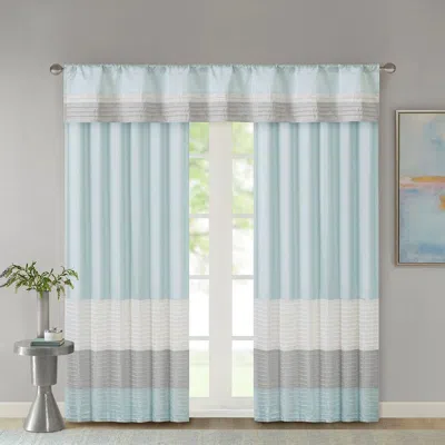 Breebe Polyoni Pintuck Curtain Panel(only 1 Pc Panel) In Blue