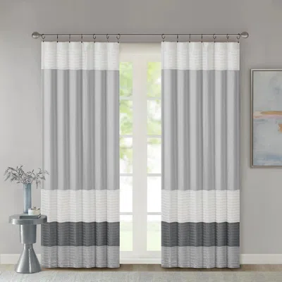 Breebe Polyoni Pintuck Curtain Panel(only 1 Pc Panel) In Gray