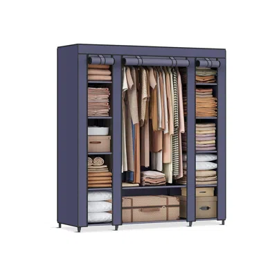 Breebe Portable Closet With 12 Compartments Dark Blue