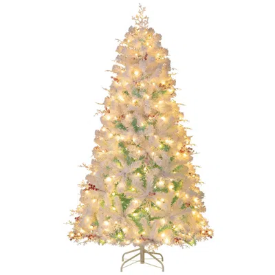 Breebe Pre-lit Artificial Christmas Tree With Snow Flocked Branch Tips In Gold