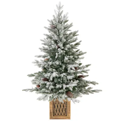 Breebe Pre-lit Artificial Entrance Christmas Tree 100 Led Lights In Green