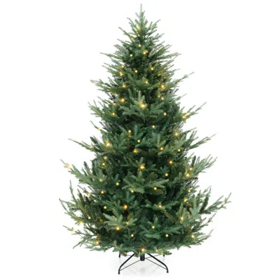 Breebe Pre-lit Artificial Hinged Xmas Tree With 778/1480 Pvc And Pe Branch Tips In Green