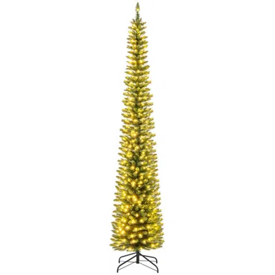 Breebe Pre-lit Pencil Artificial Christmas Tree With 150/180/200//300/400 Warm White Led Lights In Green