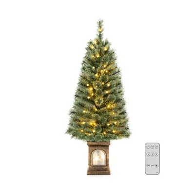 Breebe Pre-lit Potted Christmas Tree Pine Needles In Green