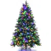 Breebe Pre-lit Snowy Christmas Hinged Tree With Multi-color Lights-7' In Green