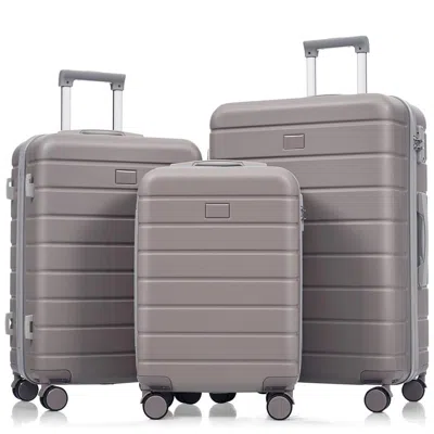 Breebe Premium Abs Travel Luggage Set, 3-piece Tsa Lock Suitcase Ensemble With 20, 24, And 28 Inch Sizes Wi In Gray