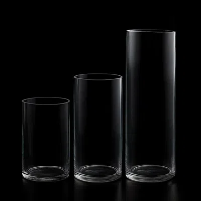 Breebe Premium Glass Cylinder Vase Set Of 3 - Clear Vases For Flowers, Candles & Table Centerpieces - 6", 8