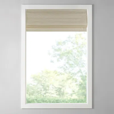 Breebe Printed Faux Silk Room Darkening Cordless Roman Shade In White