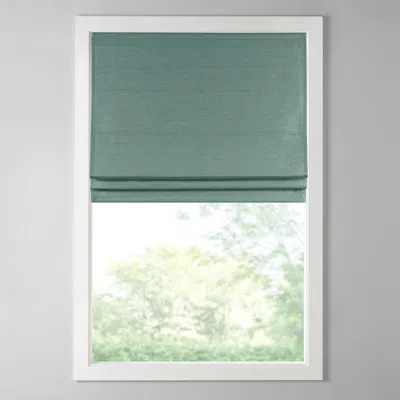 Breebe Printed Faux Silk Room Darkening Cordless Roman Shade In White