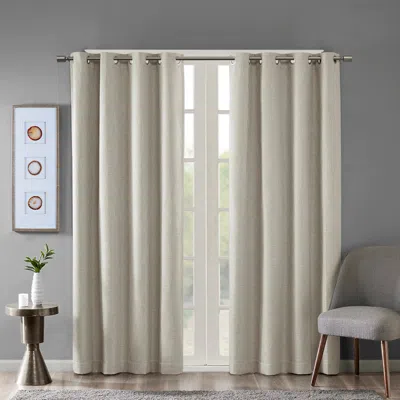 Breebe Printed Heathered Blackout Grommet Top Curtain Panel(only 1 Pc Panel) In Neutral