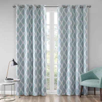 Breebe Printed Ikat Blackout Curtain Panel(only 1 Pc Panel) In Blue