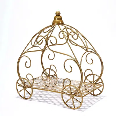 Breebe Pumpkin Carriage Table Centerpiece Gold Wrought Iron Wedding Display - Vintage Decor 11"