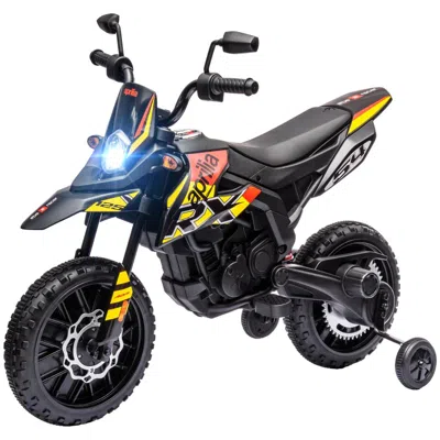 Breebe Qaba 12v Kids Motorcycle, Aprilia Licenced Electric Motorcycle For Kids With Training Wheels, Spring In Black