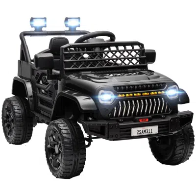 Breebe Qaba 12v Ride On Truck, Battery Powered Kids Electric Car Utv With 4 Suspension Wheels, Remote Contr In Black