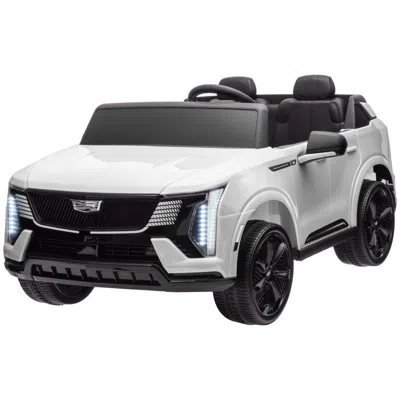 Breebe Qaba 2-seater Ride On Truck, 12v 10ah Cadillac Escalade Iq 2025 Licensed Kids Electric Car With Remo In White