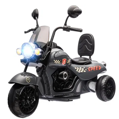 Breebe Qaba Electric Motorcycle For Kids, 3 Wheel 6v Battery Powered Chopper Motorbike, Ride On Motorcycle  In Black
