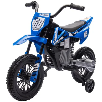 Breebe Qaba Kids Dirt Bike With Twist Grip Throttle, 12v Electric Motorcycle, Electric Bike For Toddler Wit In Blue