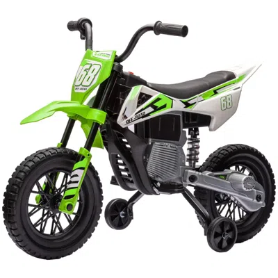 Breebe Qaba Kids Dirt Bike With Twist Grip Throttle, 12v Electric Motorcycle, Electric Bike For Toddler Wit In Green
