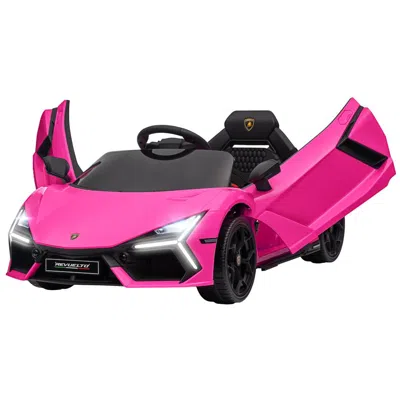 Breebe Qaba Lamborghini Revuelto Licensed 12v Kids Electric Car, Battery Powered Ride On Car With Hydraulic In Pink