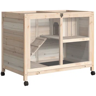 Breebe Rabbit Hutch With Wheels, Tabletop Design, Waterproof Roof & Tray In Multi