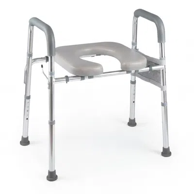Breebe Raised Toilet Seat With Handles And Padded Arms For Seniors In Gray