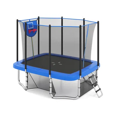 Breebe Rectangle Outdoor Trampoline 10 X 8 Ft Heavy-duty Trampoline With Basketball Hoop In Multi