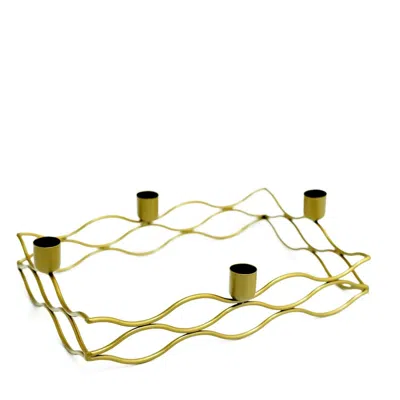 Breebe Rectangular Taper Wreath Candelabra 4 Arm Gold Metal Candle Holder Centerpiece - Stylish Wedding Dec