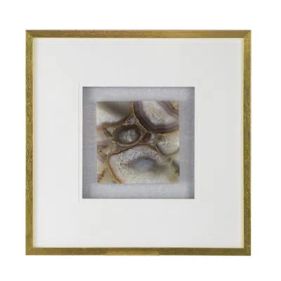 Breebe Remi Agate Shadow Box Wall Art 23.6 X 23.6 Inch Modern Home Décor In Gold
