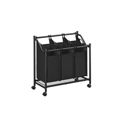 Breebe Rolling Laundry Basket With 3 Removable Bags In Black