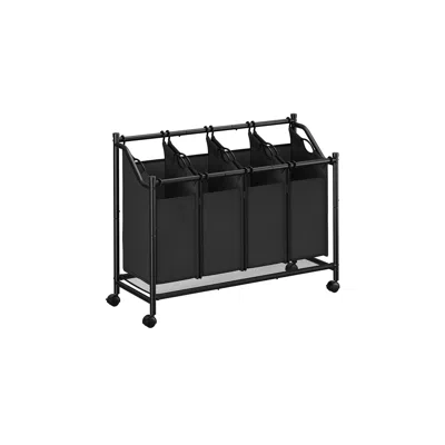 Breebe Rolling Laundry Basket With 4 Removable Bags In Black